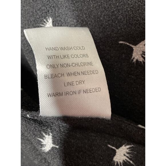 Daniel Rainn Top Womens L Black Floral V-Neck Pleated Back Career 3/4 Sleeves - Picture 6 of 8